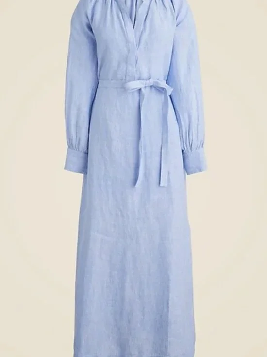 J. Crew Cabana Linen Dress. French Blue Full Slip. Pockets XS. NWT. $169.00 MSRP - Picture 6 of 8